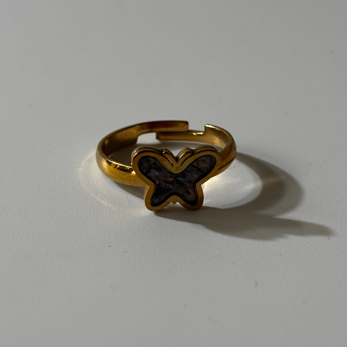 Abalone Ring - Butterfly Natural Shell Adjustable Gold plated Anti tarnish | Renewal