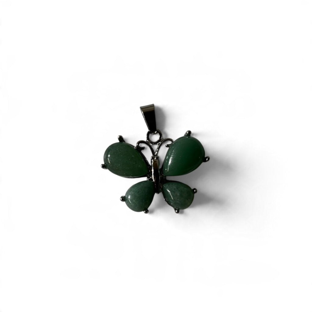 Green Aventurine Pendant - Butterfly Natural Stone Anti tarnish | New Beginnings