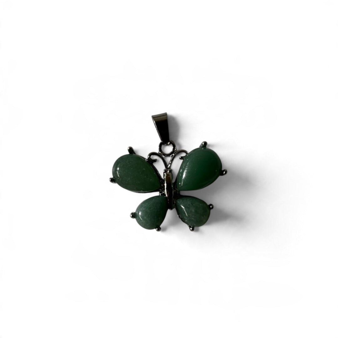 Green Aventurine Pendant - Butterfly Natural Stone Anti tarnish | New Beginnings
