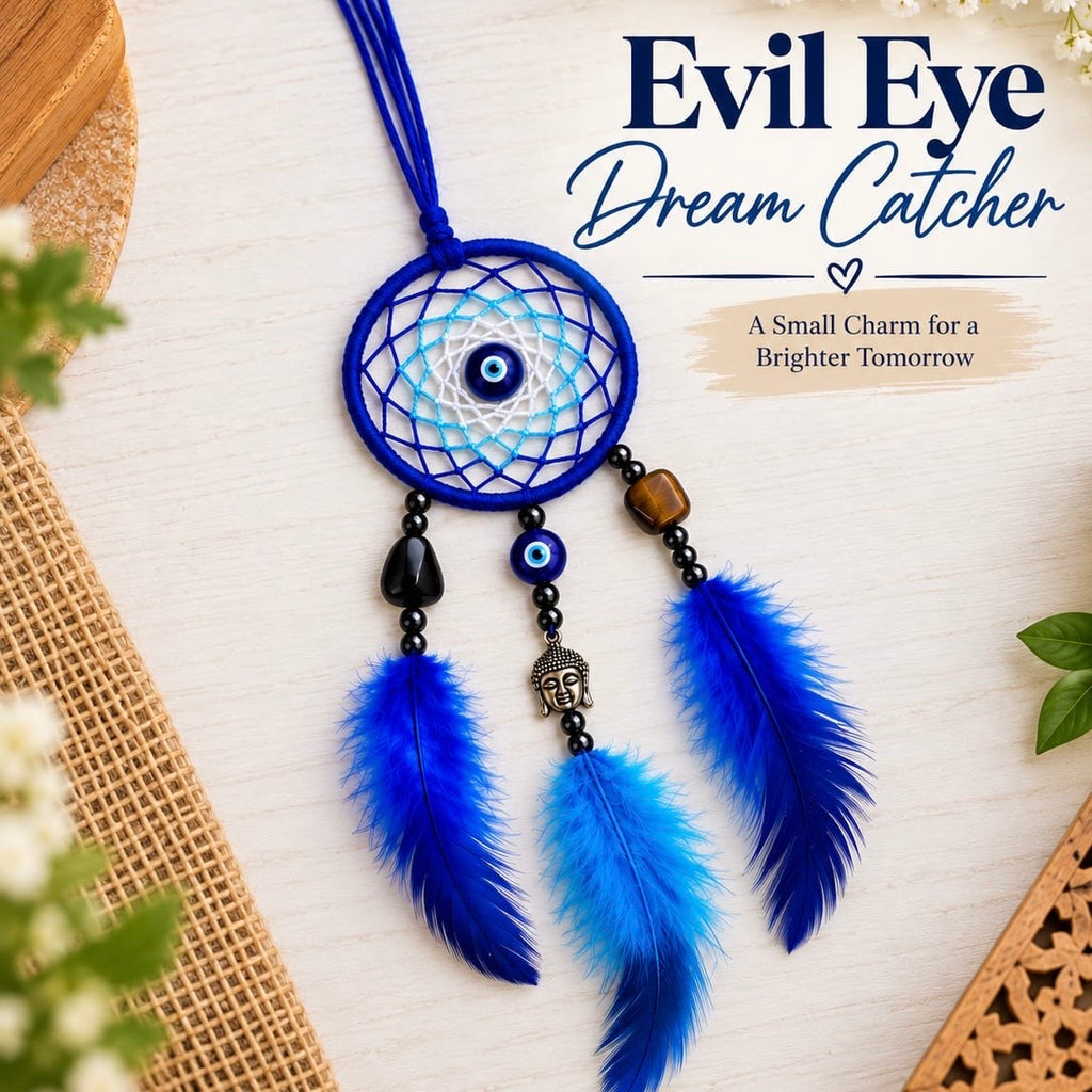 Evil Eye Dream Catcher - With Natural Crystals & Buddha Charm