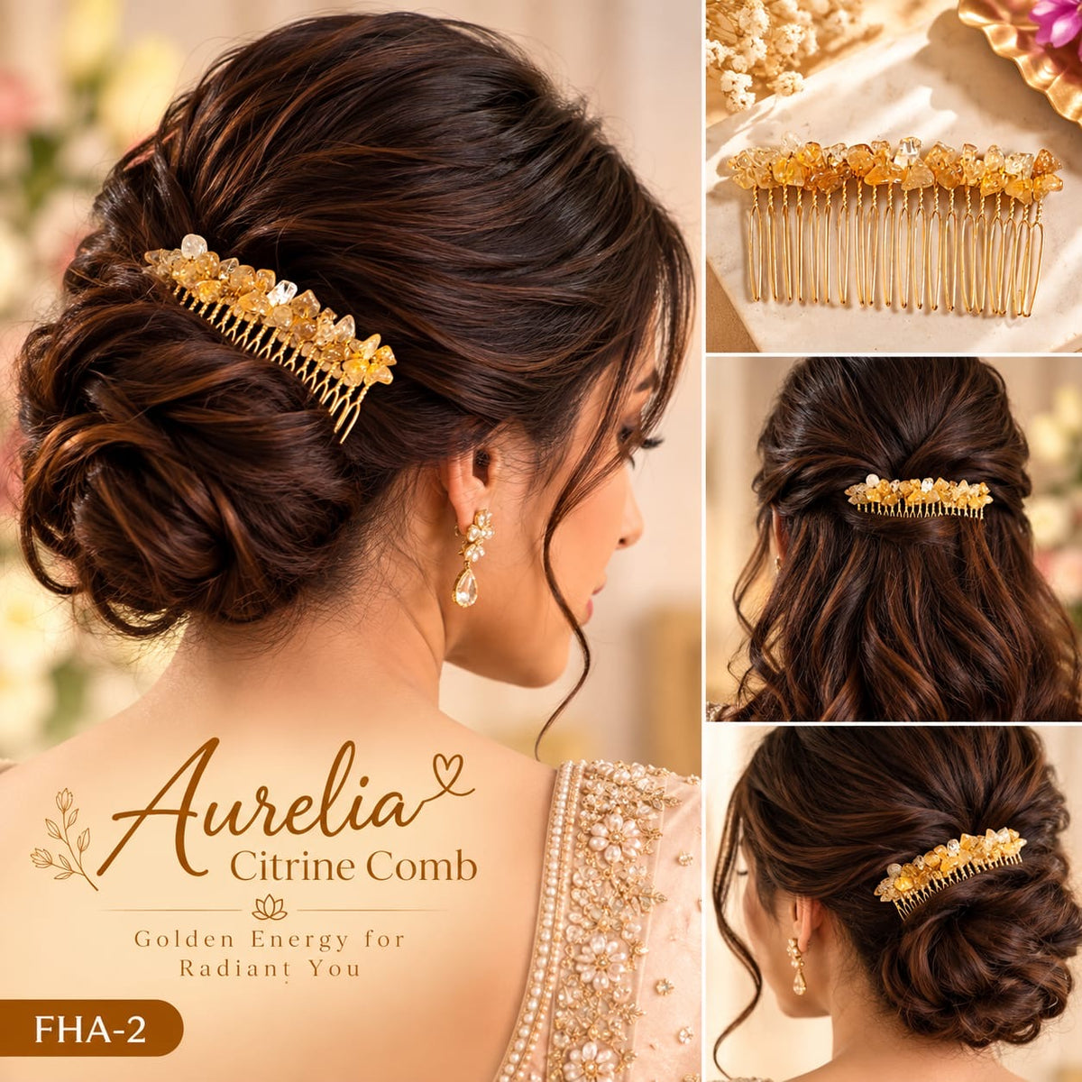 Citrine Crystal Comb - Natural Stones | Aurelia