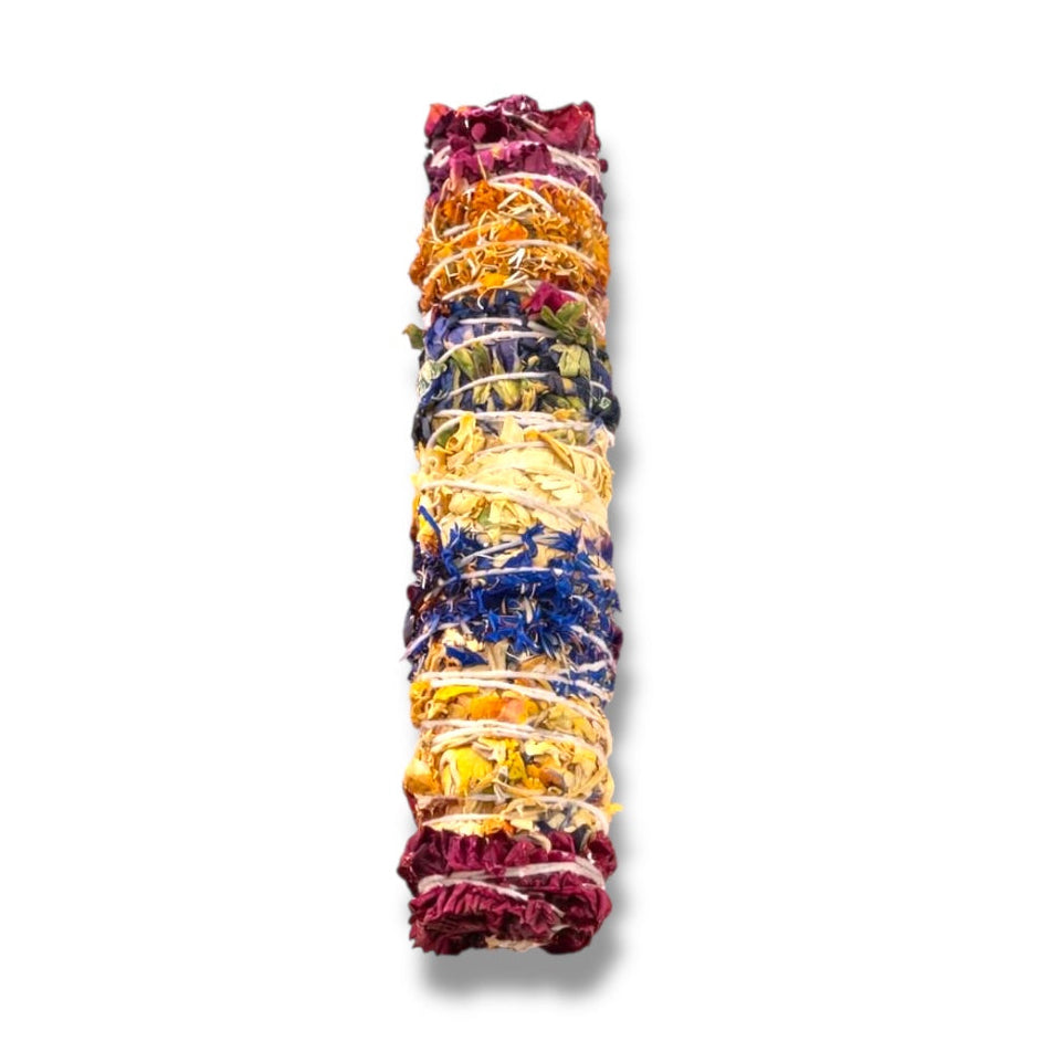 Seven Chakra Floral Sage Smudge Stick | Believed to Support Energy Balance, Spiritual Alignment & Gentle Space Cleansing