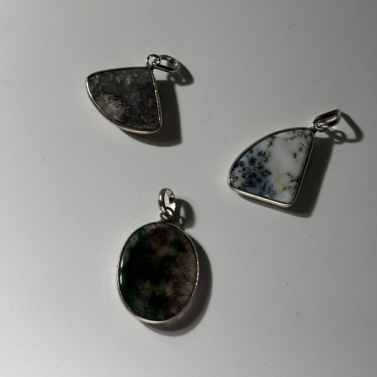 Crystals Pendant Combo 04 - Rare Natural Stones Silver Plated (3 pcs)
