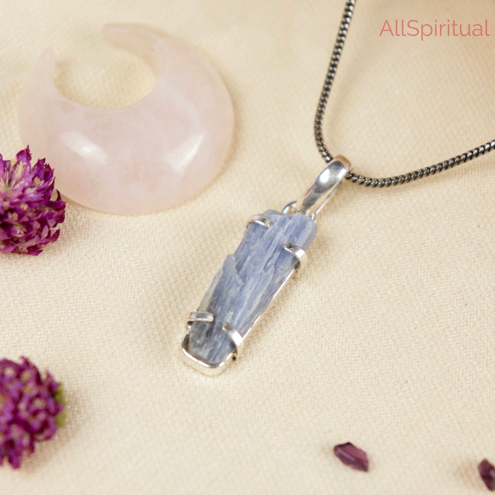 Blue Kyanite Pendant -  Raw Natural Stone Silver Plated | Emblem of Alignment