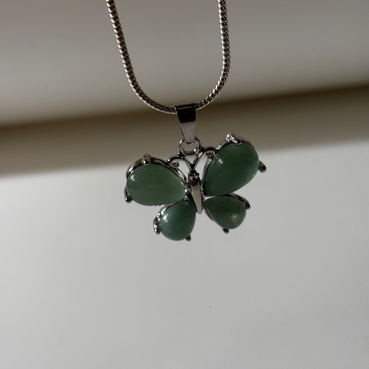 Green Aventurine Pendant - Butterfly Natural Stone Anti tarnish | New Beginnings