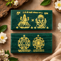 Green Jade Plate with Lakshmi Ganesh & Shree Yantra Artwork – Natural Crystal Slab | Spiritual Home Decor