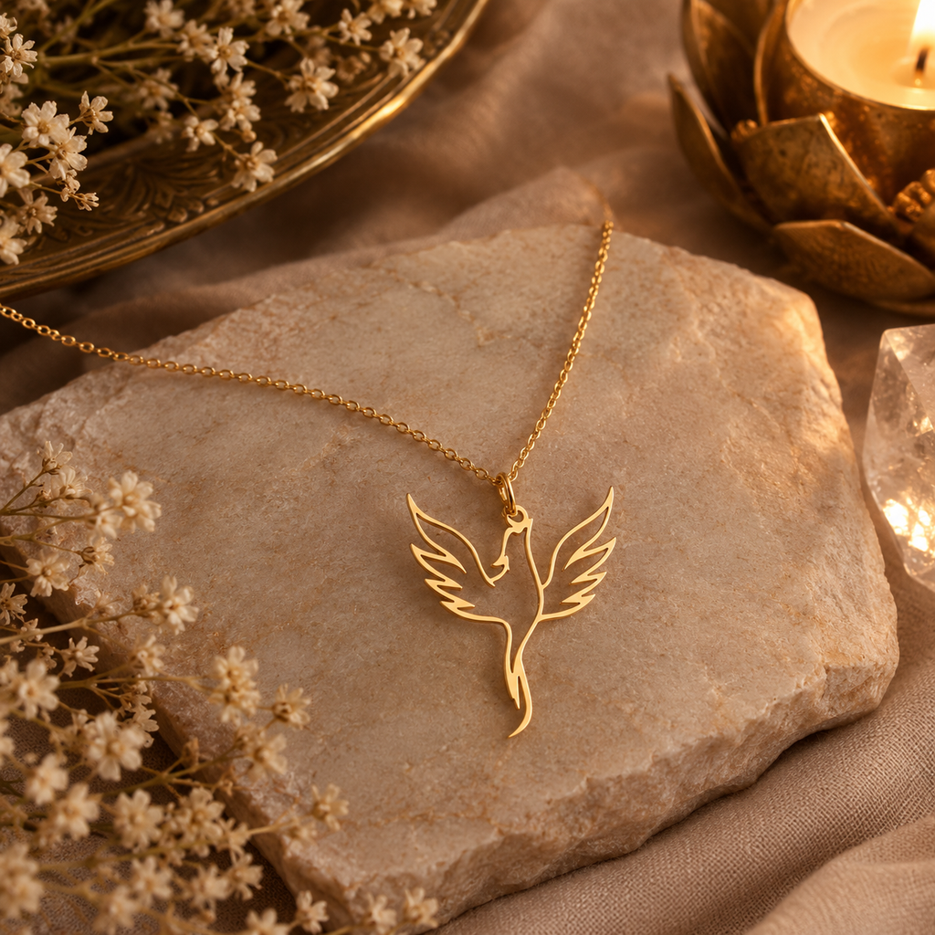 Celestial Code Pendant 06 - Brass Gold Plated | Phoenix Rising Up