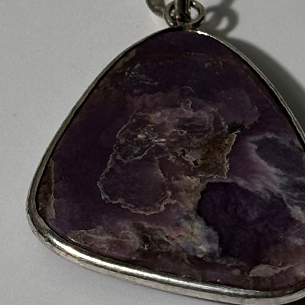 Charoite Pendant - Natural Stone Silver Plated | Rare I