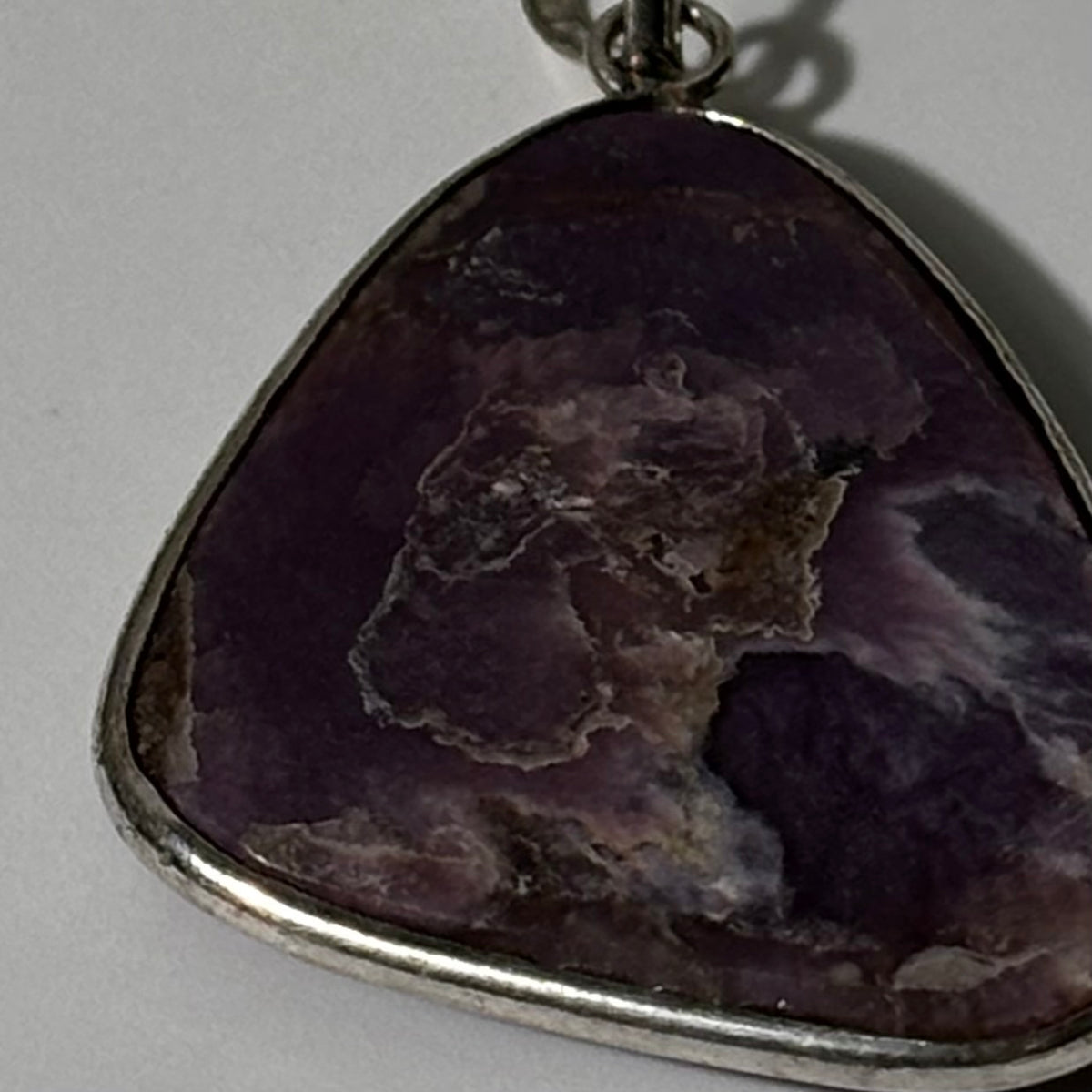 Charoite Pendant - Natural Stone Silver Plated | Rare I
