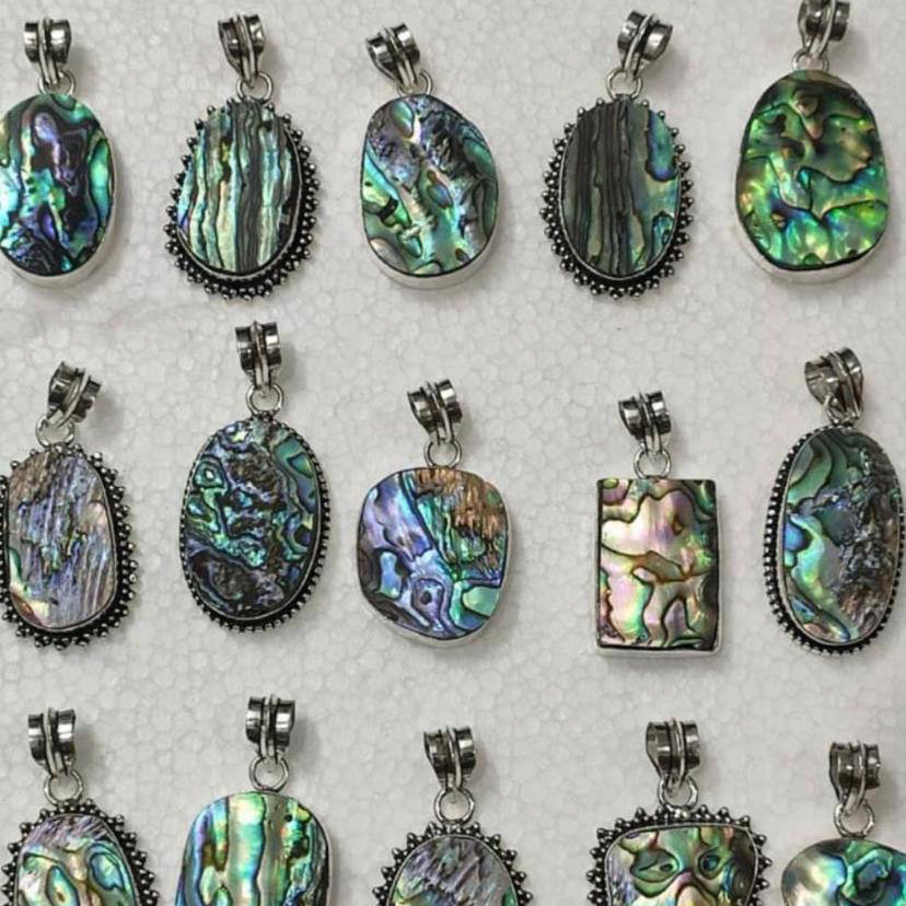 Abalone Shell Pendant - Natural Stone | Mix Exclusive Silver Plated Ocea