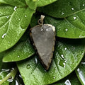 Clear Quartz Pendant - Arrow Head Carved Natural Stone Golden Silver (5 pcs)