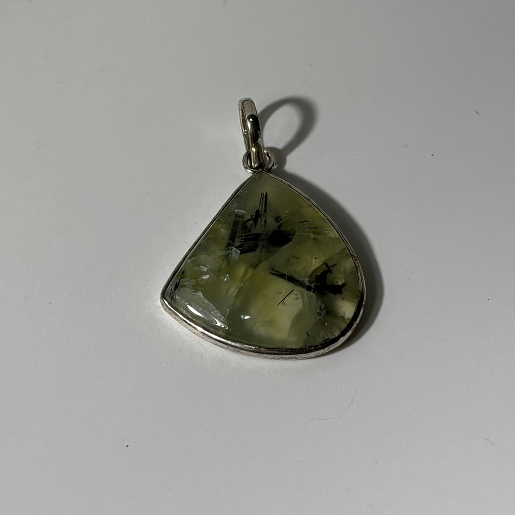 Prehnite Pendant - Natural Stone Silver Plated | Rare II