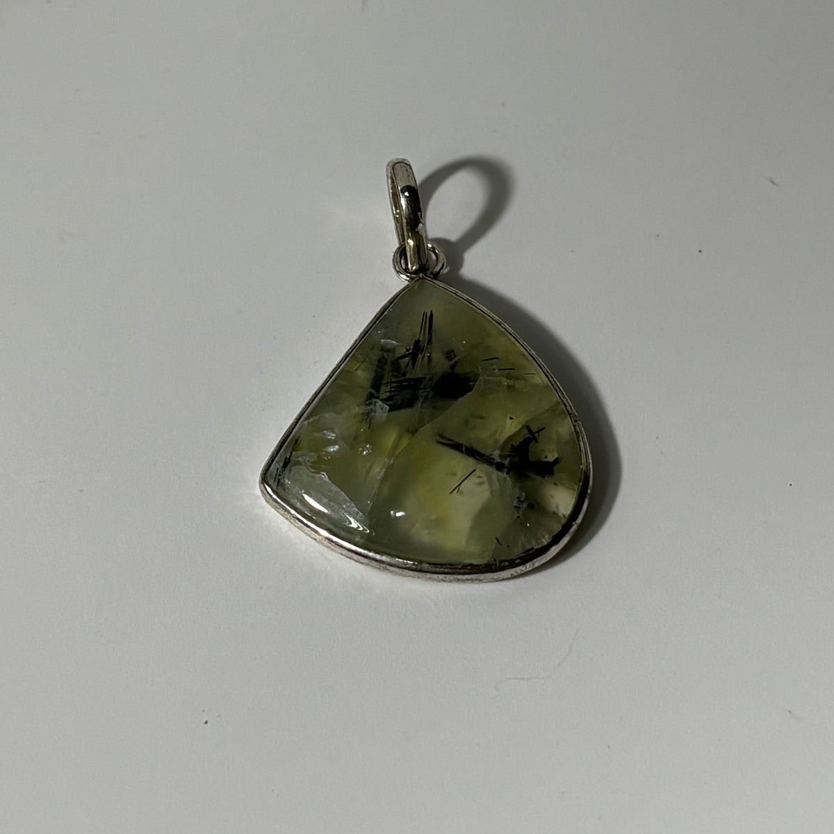 Prehnite Pendant - Natural Stone Silver Plated | Rare II