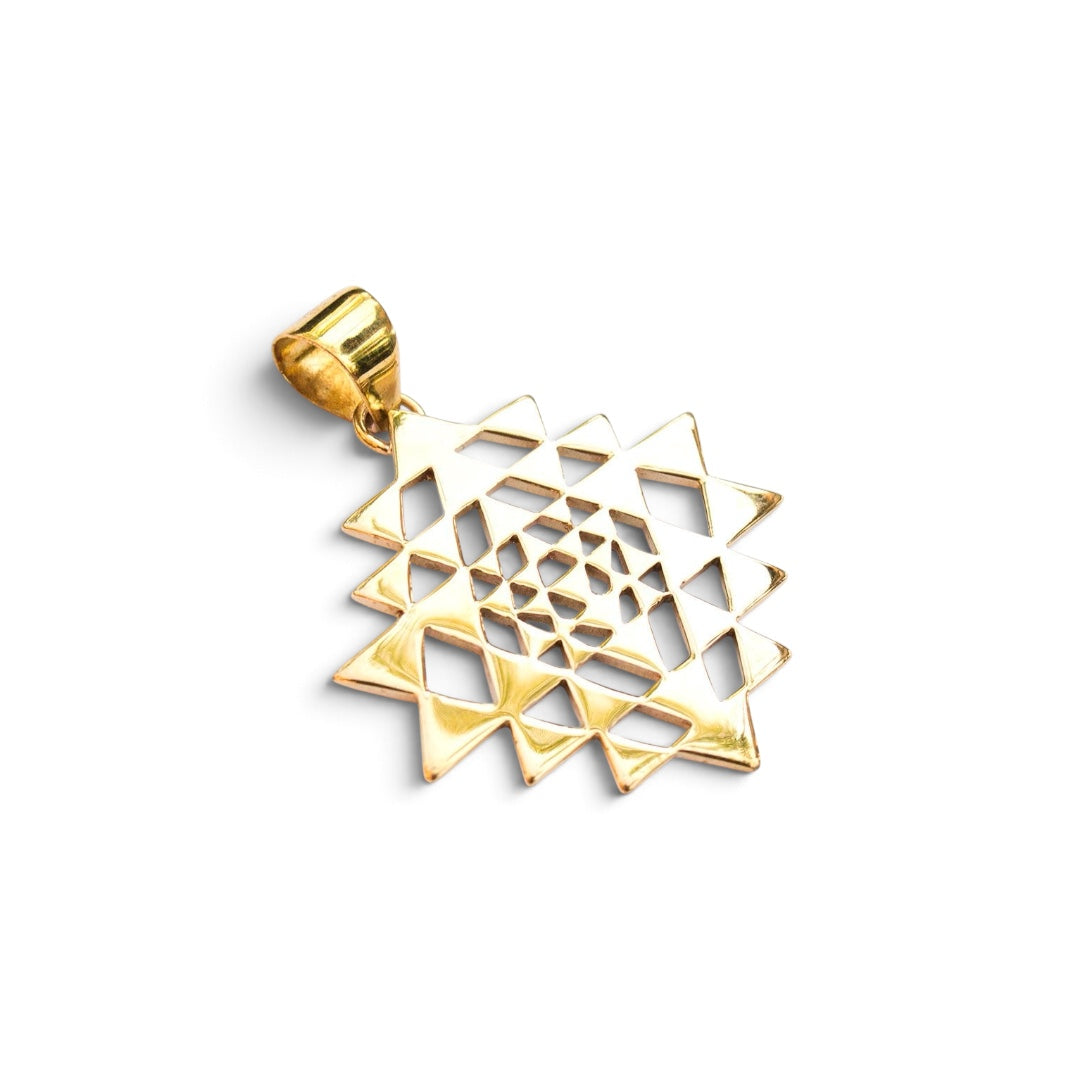 Sacred Code Pendant 11 - Brass Gold Plated | Shree Yantra A Symbol of Cosmic Balance