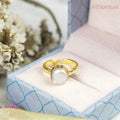 Pearl Ring - Natural Stone Adjustable Gold Plated | Rooted in Grace