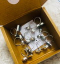 Gemstone Ring - Raw Natural Dual Stone German Silver Adjustable Size Mix Assorted (Pack of 10)