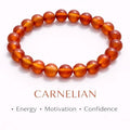 Orange Carnelian Crystal Bracelet - Round | Traditionally Known as the Stone of Energy, Motivation & Confidence
