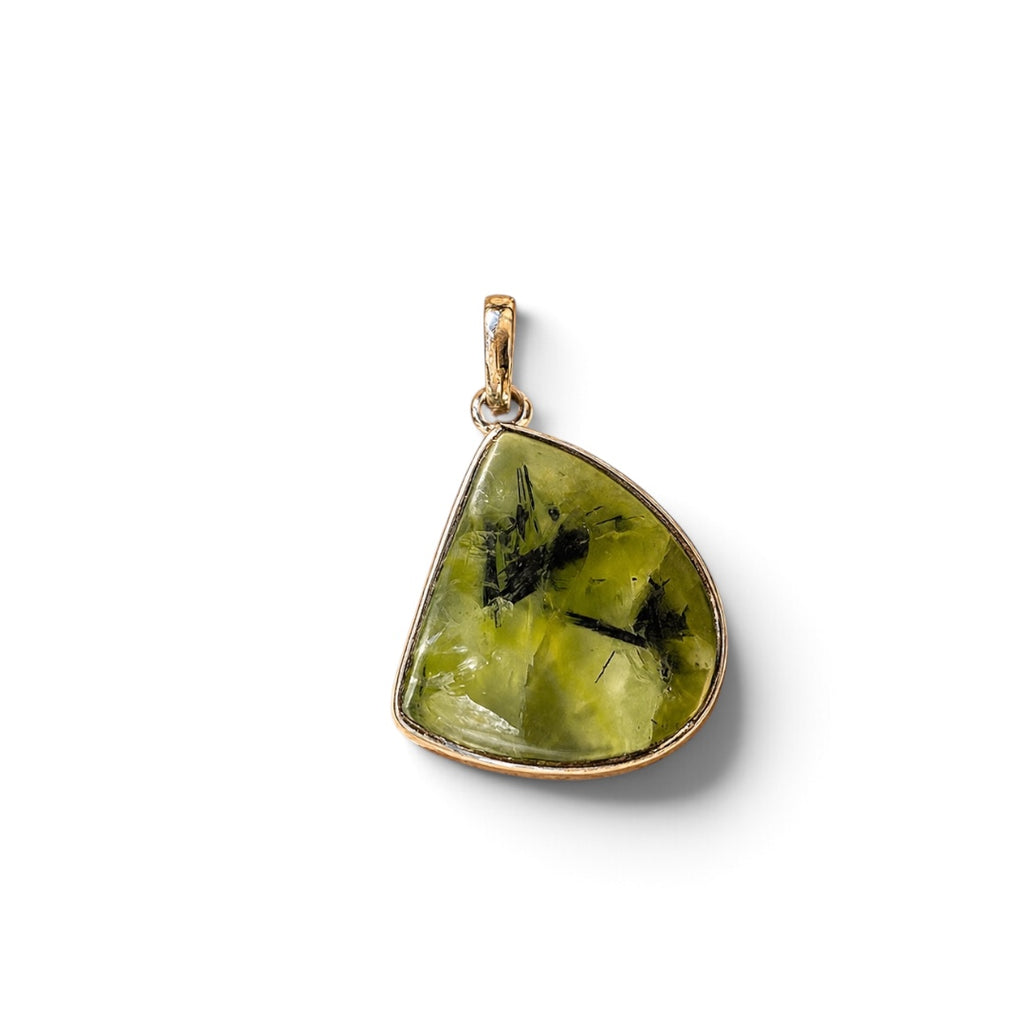 Prehnite Pendant - Natural Stone Silver Plated | Rare II