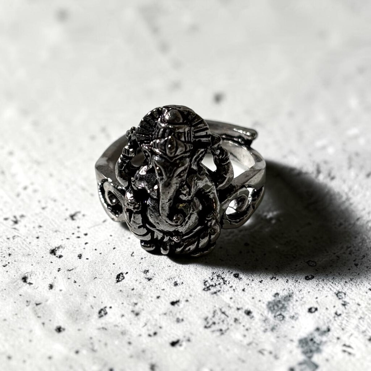 Lord Ganesha Ring - Ganpati Ji Carved Oxidised Adjustable | Sagrado