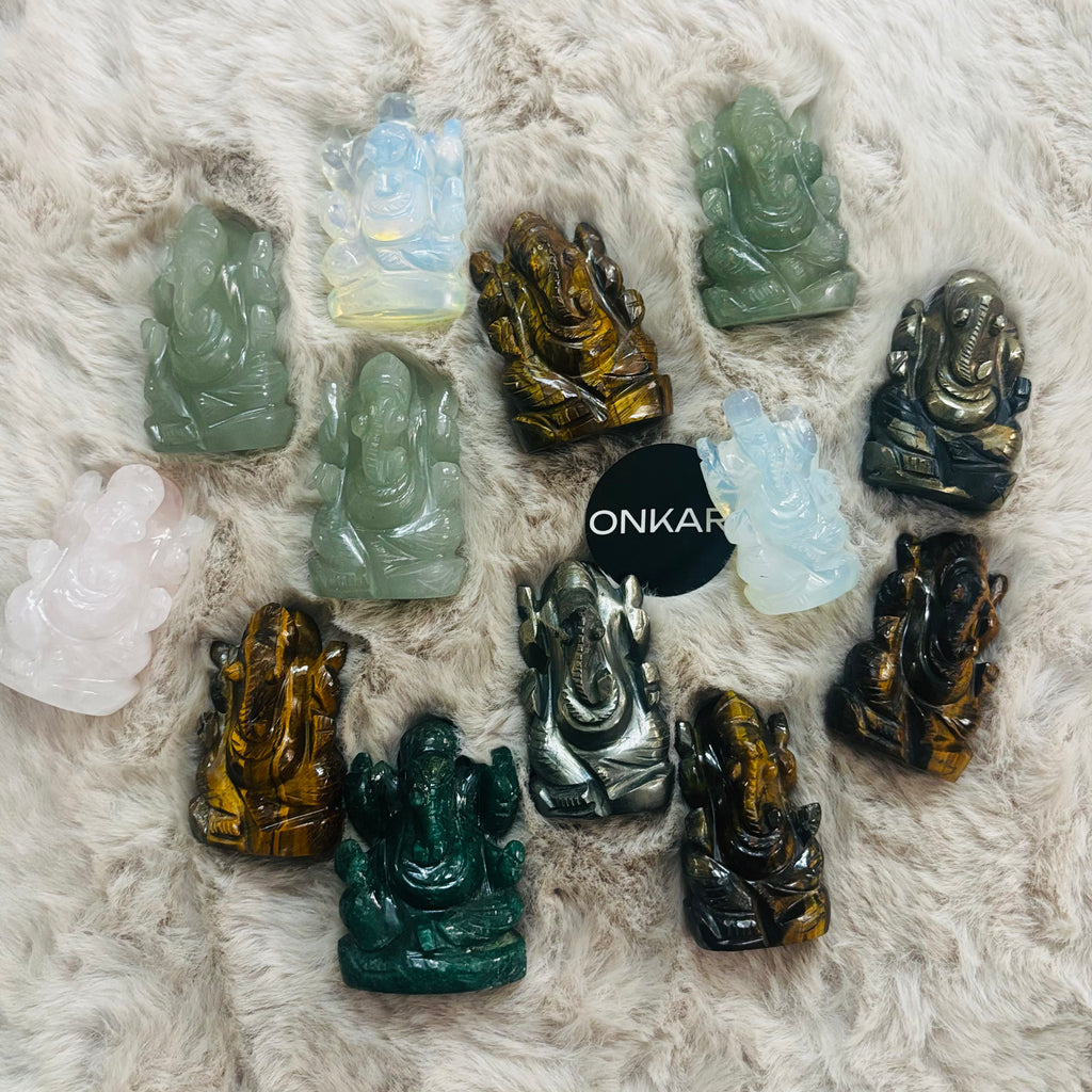 Crystal Lord Ganesha Idol Mixed - Assorted Natural Gemstones