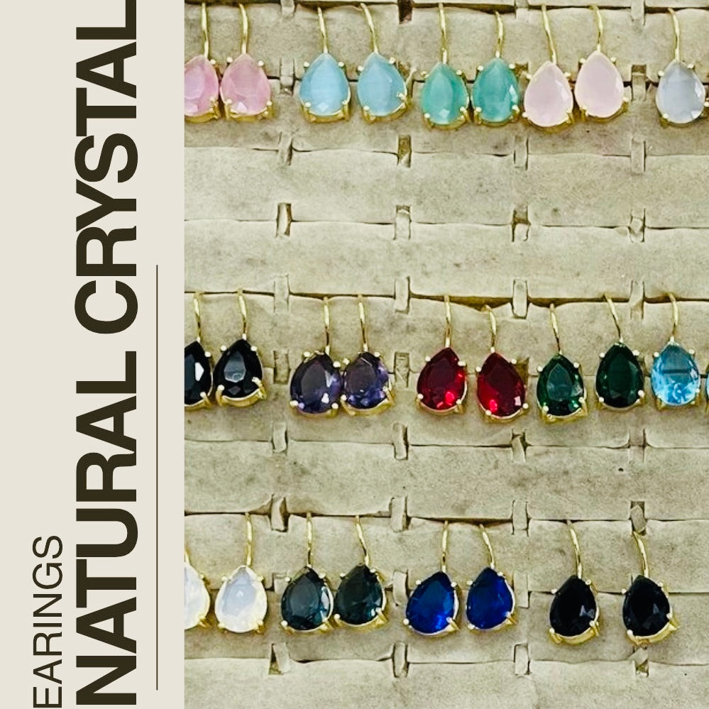 Crystals Earing - Drop Shape Stone | Mix Exclusive Gold Plated Viora