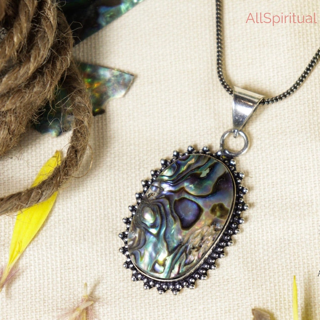 Abalone Shell Pendant - Natural Stone Silver Plated | Rooted in Emotional Balance