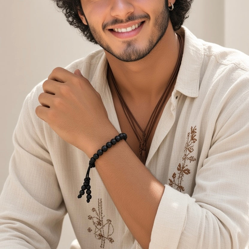 Karungali Bracelet - Natural Ebony Wood Adjustable 8mm | Ébano II