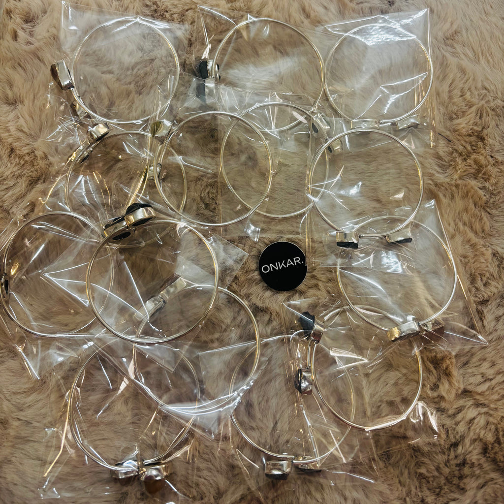 Mix Crystals Kada Bracelet - Raw Natural Stone German Silver (Pack of 14)