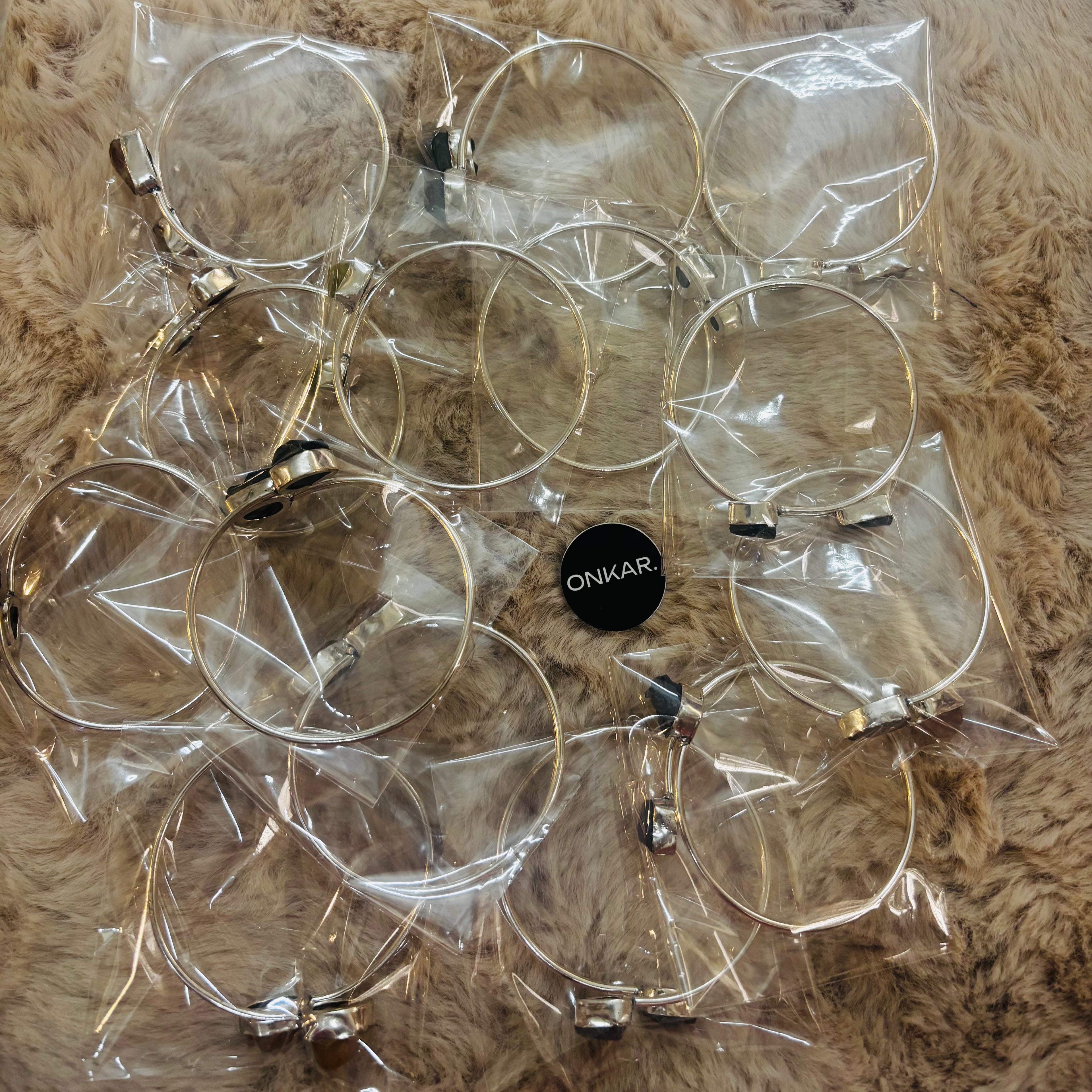 Mix Crystals Kada Bracelet - Raw Natural Stone German Silver (Pack of 14)