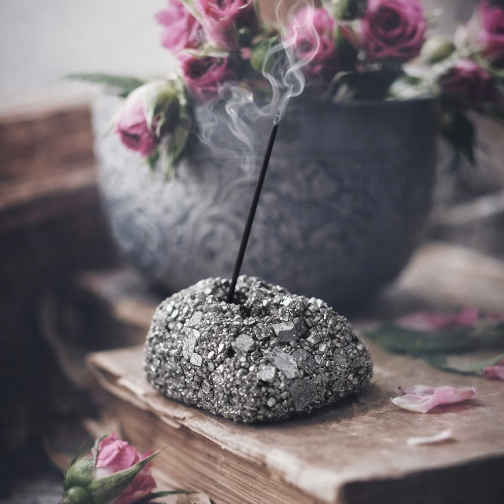 Pyrite Incense Holder - Raw Natural Cluster Stone