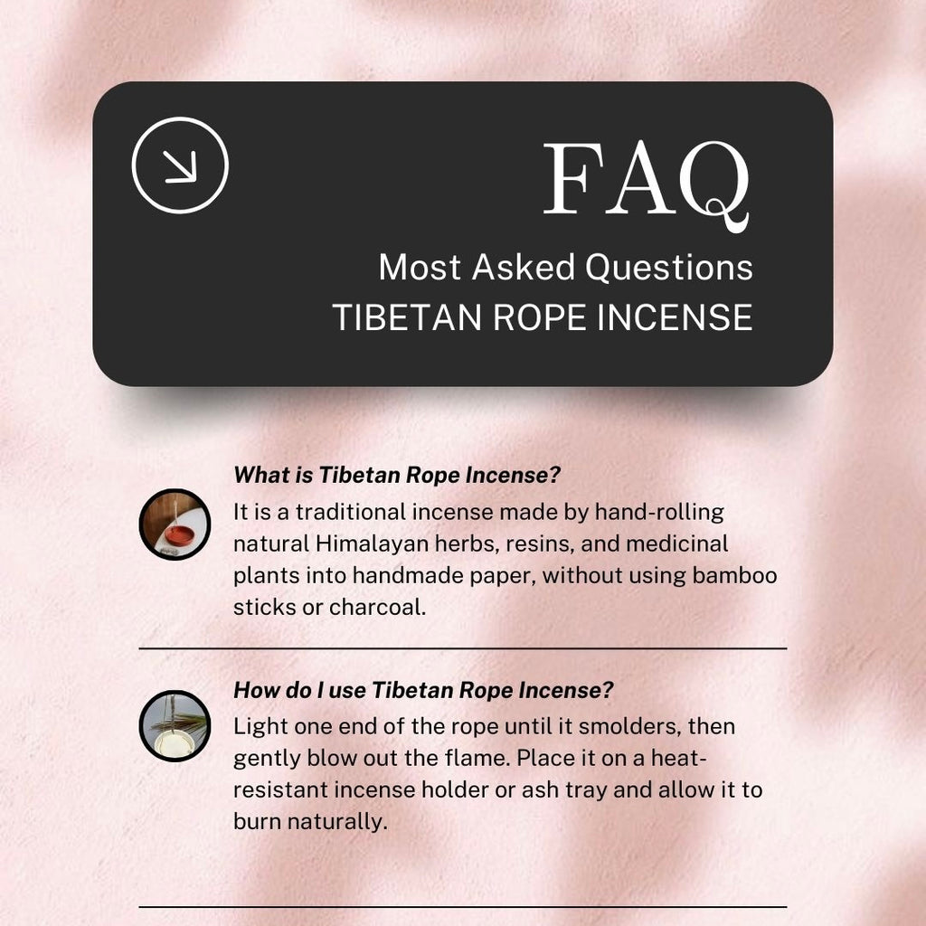 Tibetan Rope Incense – Handrolled - Pure Natural & Chemical Free Herbal Incense | Believed to Support Calmness, Meditation & Spiritual Clarity