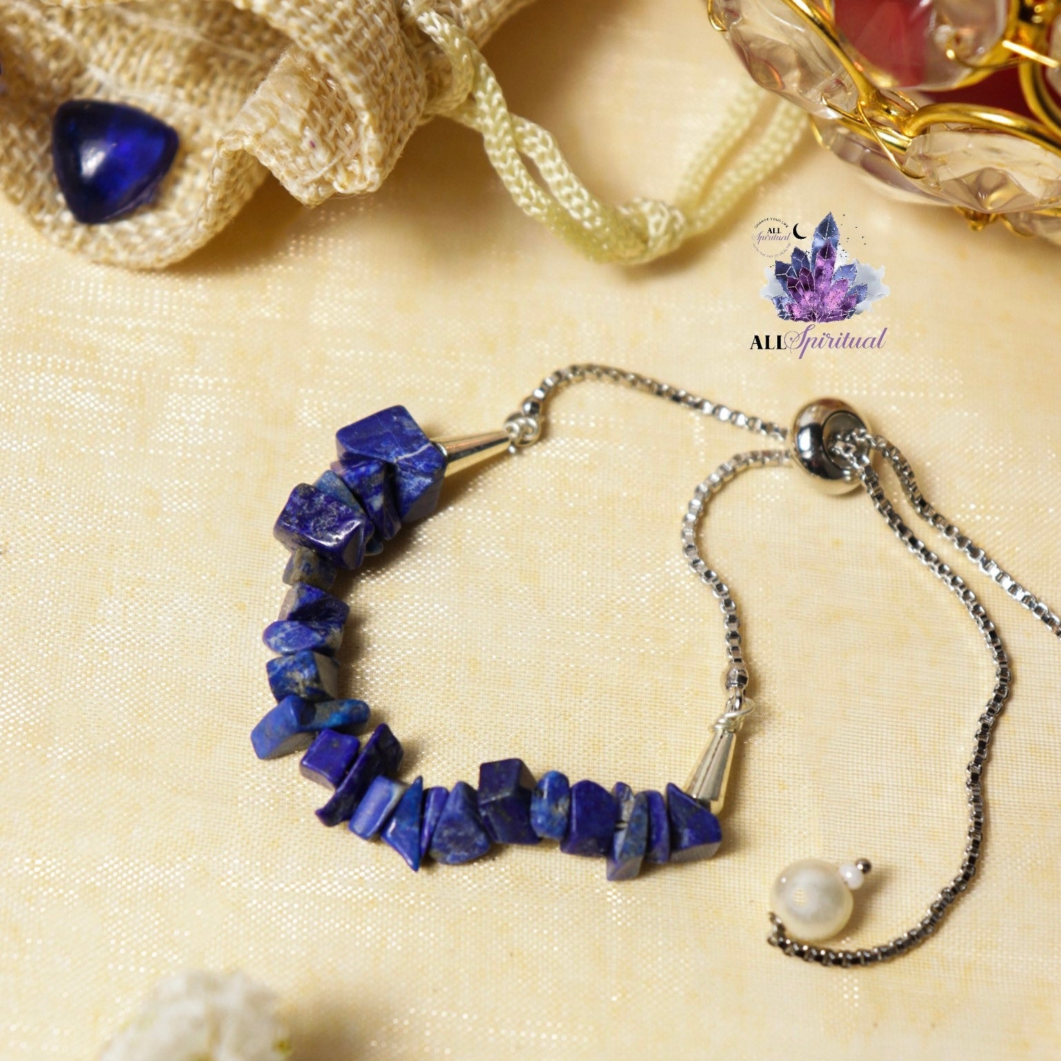 Lapis Lazuli Bracelet - Minimal Chip Style Adjustable