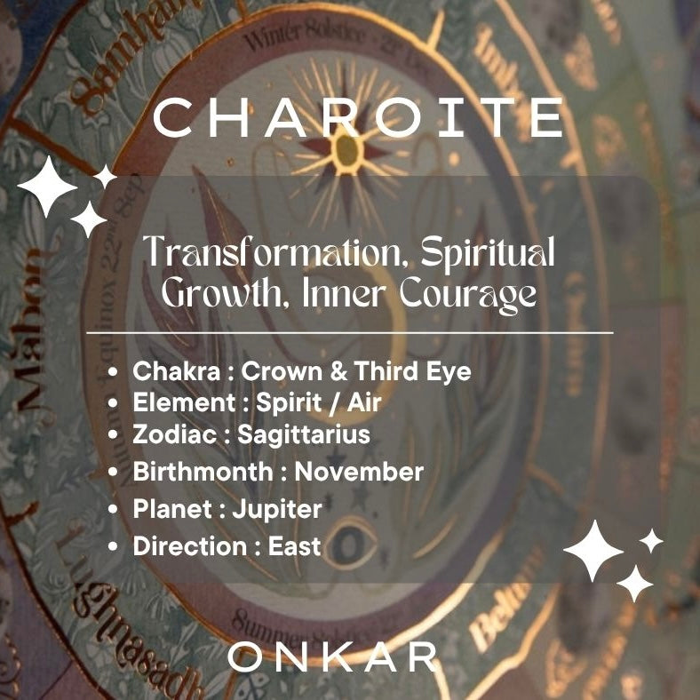 Charoite Pendant - Natural Stone Silver Plated | Rare I
