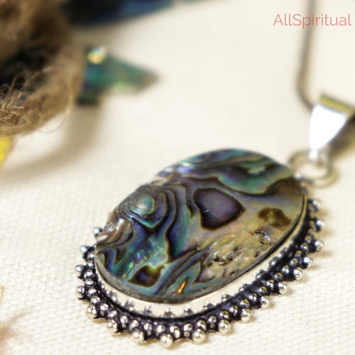 Abalone Shell Pendant - Natural Stone Silver Plated | Rooted in Emotional Balance