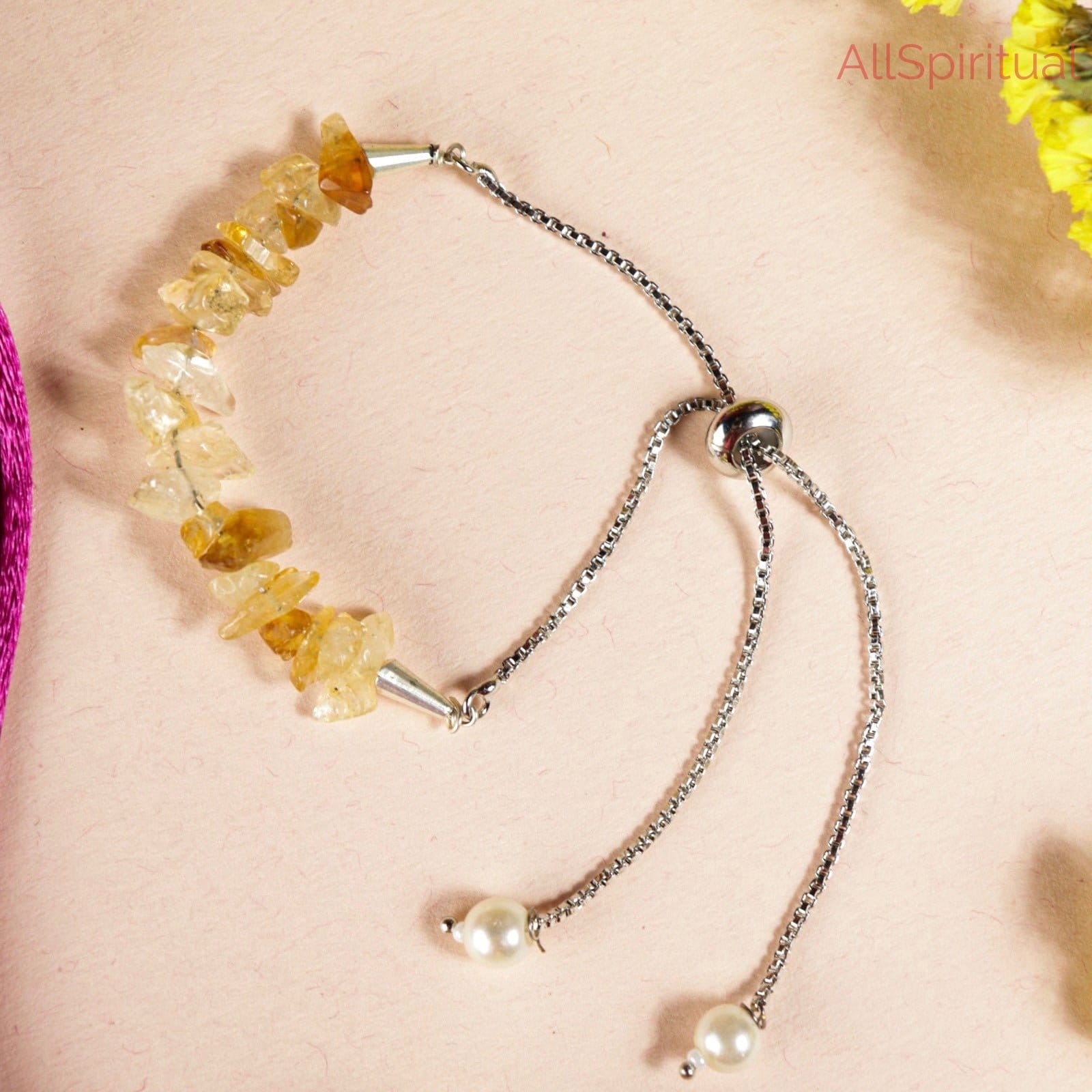 Citrine Bracelet - Minimal Chip Style Adjustable | Reminder of Success