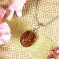 Red Sunsitara Ganesha Carved Pendant - Silver Plated | Symbol of Vitality