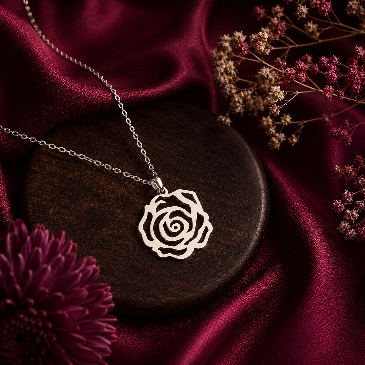 Sacred Code Pendant 07 - Brass Gold Plated | Rose A Symbol of Love