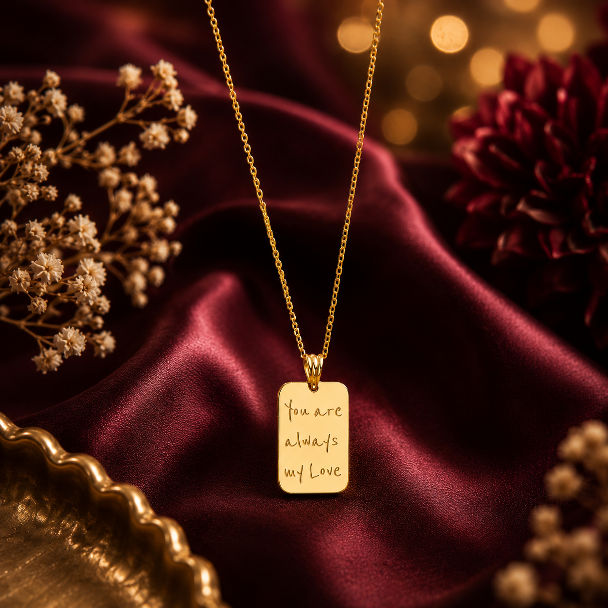Forever Code Pendant 01 - Brass Gold Plated | The Heart's Promise