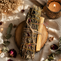 Mystic Rosemary Sage Smudge Stick with Palo Santo Holy Wood & Delicate Petal Accents | Believed to Support Energy Cleansing & Harmony