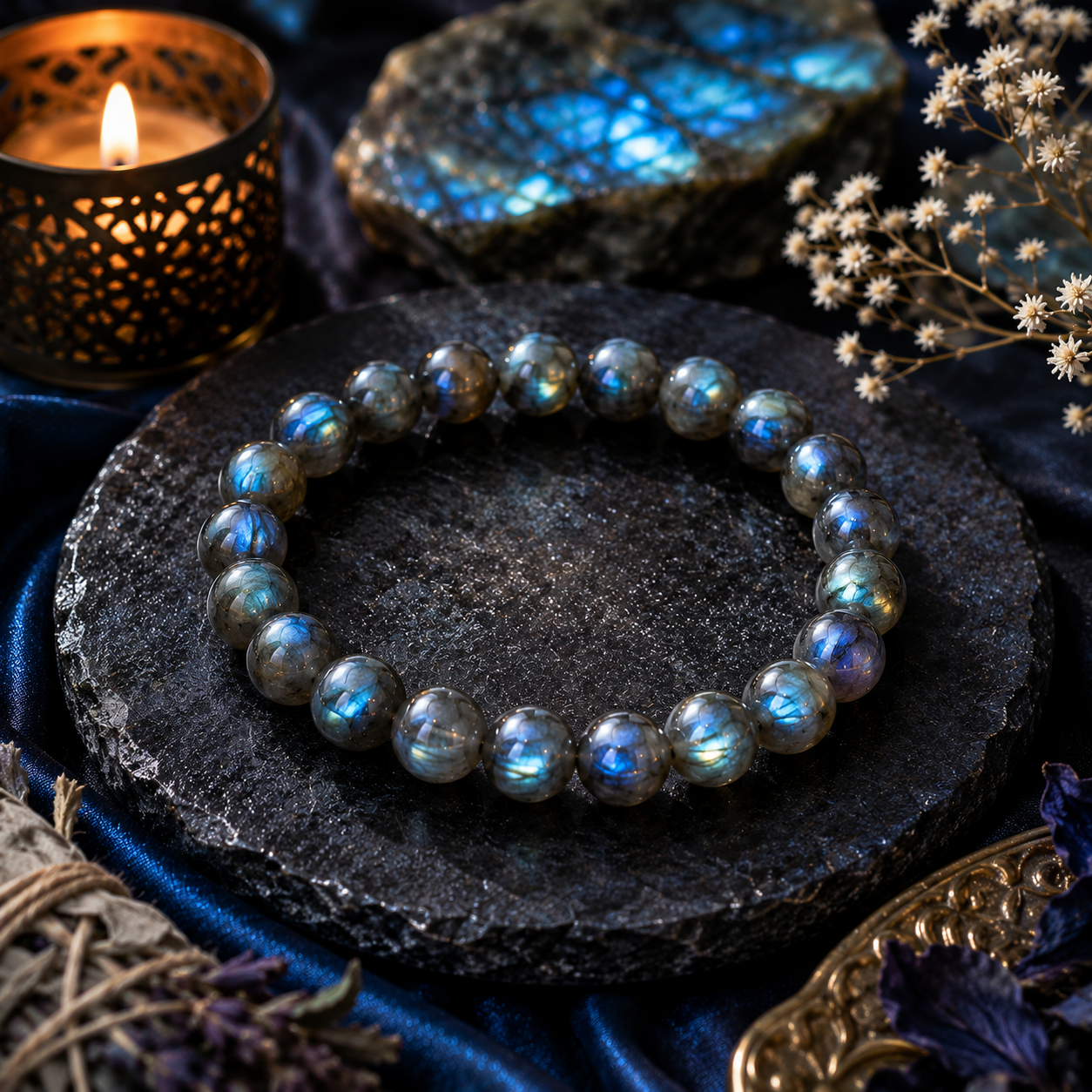 Labradorite Crystal Bracelet - Original Round | Traditionally Known as the Stone of Transformation