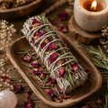 Sacred Rose & Rosemary Sage Smudge Stick | Believed to Encourage Emotional Balance