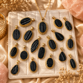 Crystals Pendant - Assorted Shape & Design Natural Stone | Black Tourmaline Exclusive Gold Plated Fascina