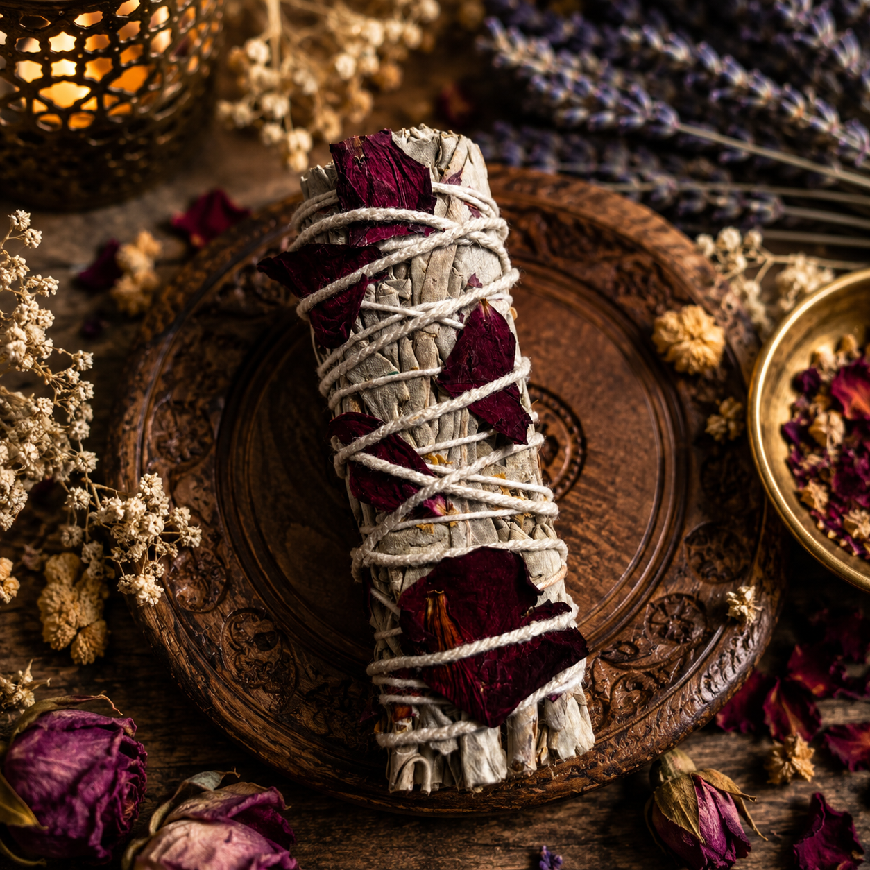 Rose White California Sage Smudge Stick
