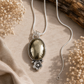 Pyrite Pendant | Big Natural Stone Silver Plated Bloom