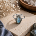 Labradorite Ring – Faceted Natural Stone Silver Plated Adjustable | Fortuna