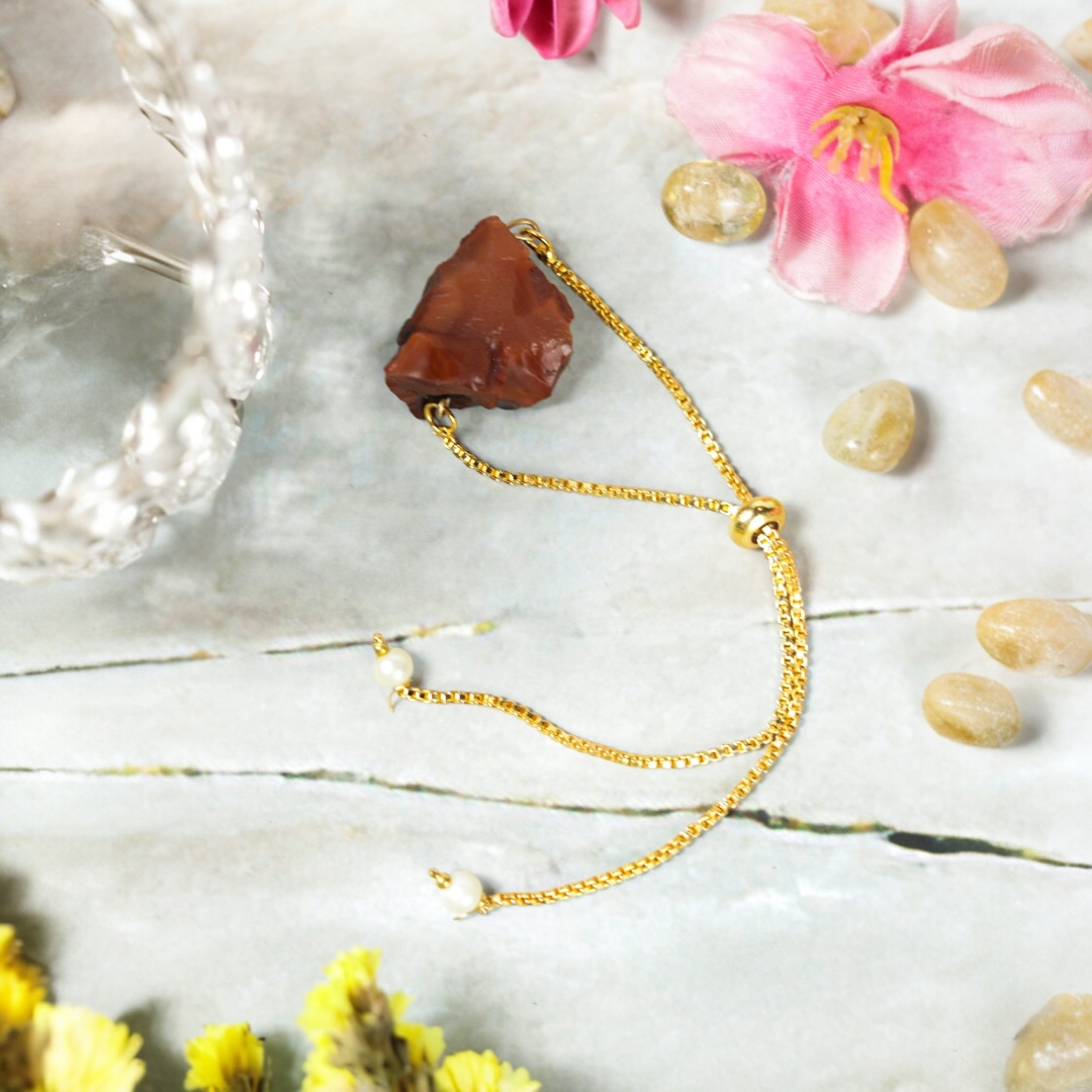 Carnelian Bracelet - Raw Natural Stone | Adjustable