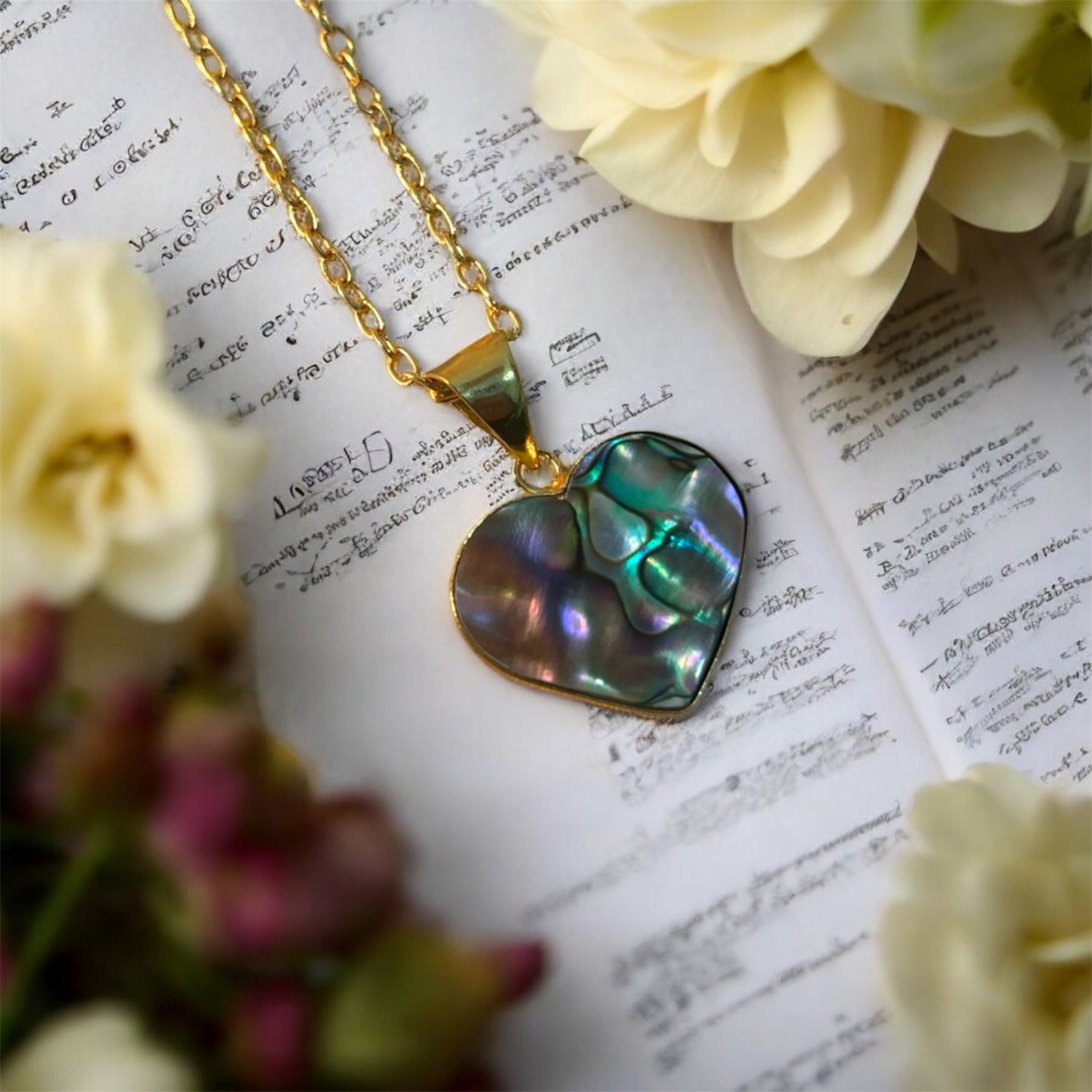 Abalone Shell Heart Pendant - Natural & Original | Gold Plated