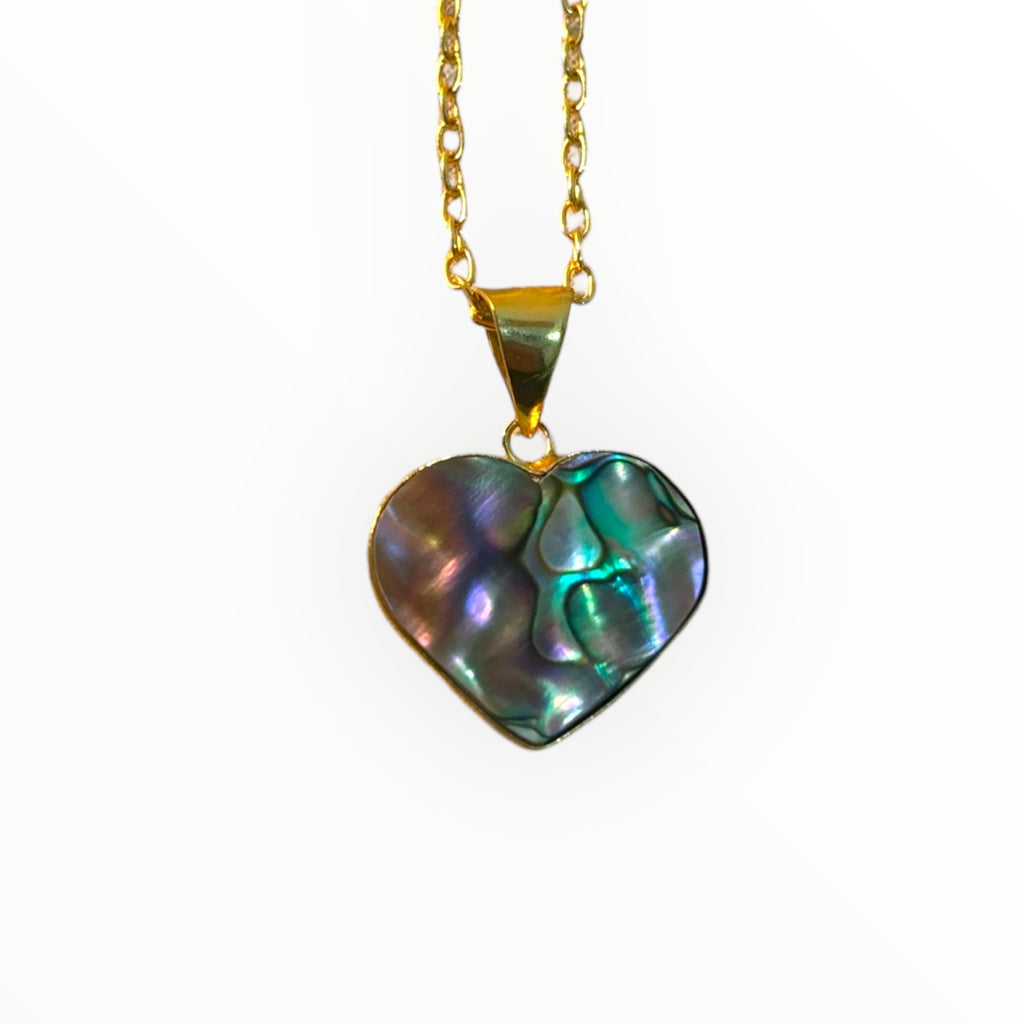 Abalone Shell Heart Pendant - Natural Stone Gold Plated | Rooted in Ocean Vibes