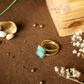 Amazonite Ring – Raw Natural Stone Adjustable Gold Plated | Reminder of Balance