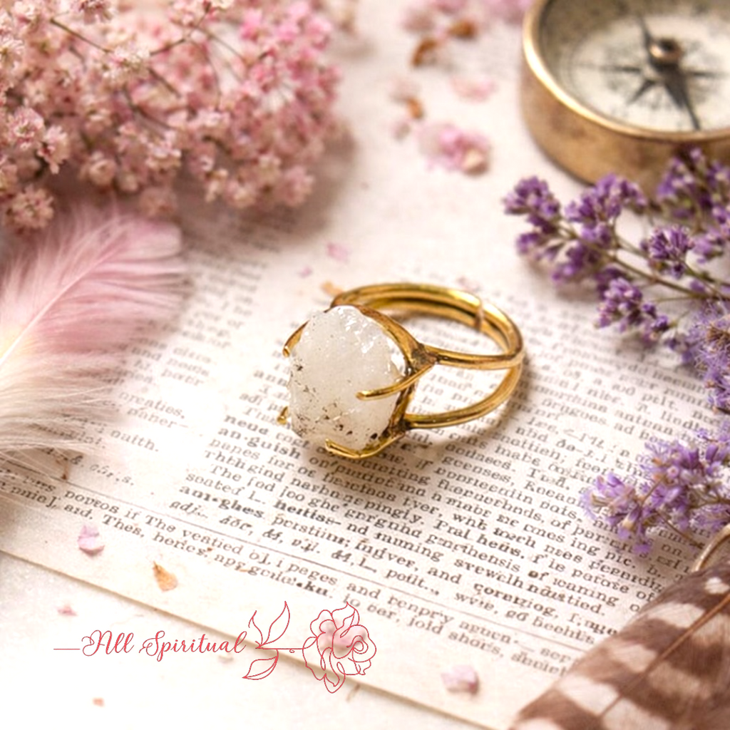Moonstone Ring – Raw Natural Stone Gold Plated Adjustable | Esencia